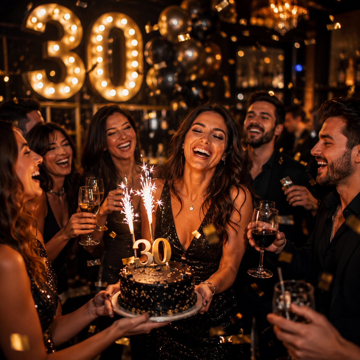 Festa di trentesimo a Milano con torta dei 30 anni, amici e party in location elegante
